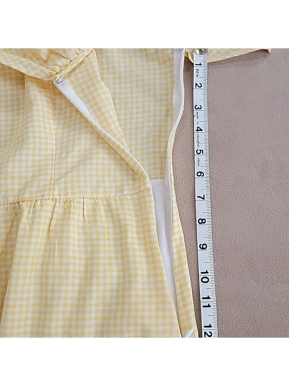 Altar'd State Yellow Gingham One Shoulder Dress Size Medium EUC - Picture 9 of 10